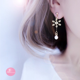 韓國垂墜雪花珍珠系列 925銀針 耳環 針式 夾式 【Bonjouracc】