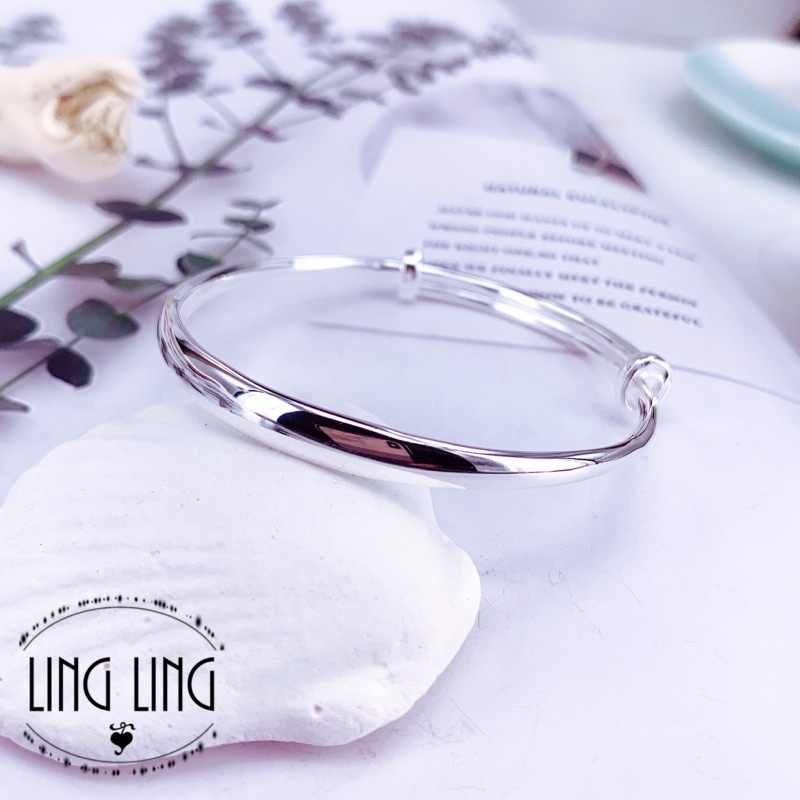 預購 香港正生銀飾 光面亮面純銀推拉式手環素環6mm 足銀999 9 蝦皮購物