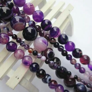 水滴精品~ 條紋紫色瑪瑙 精品散珠 手工配件飾品DIY