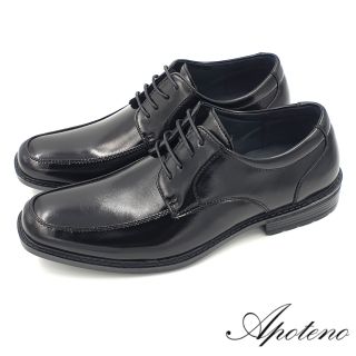 【MEI LAN】APOTENO (男) 超纖皮革 綁帶 商務 上班 學生 紳士皮鞋 舒適 透氣 833 黑色