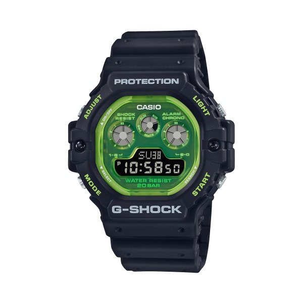 【CASIO G-SHOCK】永恆終極韌性冷光時尚雙顯運動腕錶-晶透綠/DW-5900TS-1/台灣總代理公司貨享一年保