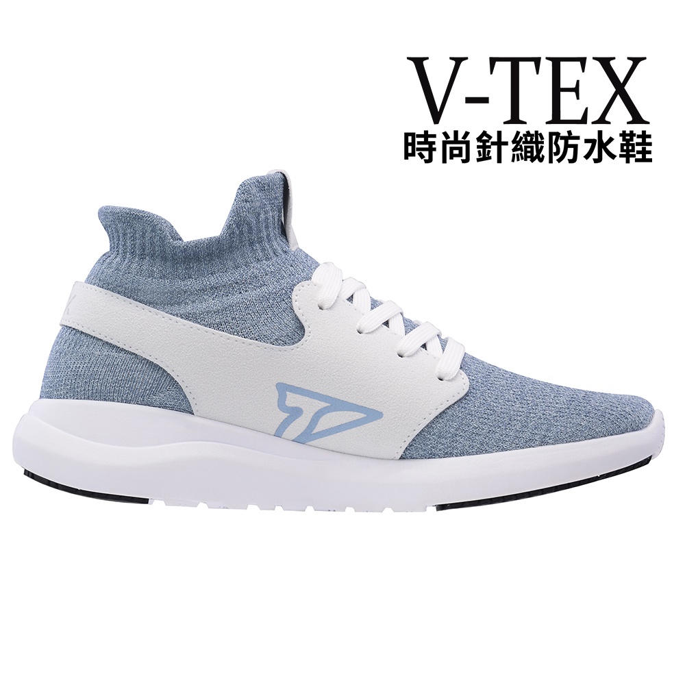 【V-TEX】時尚針織耐水鞋/防水鞋 地表最強耐水透濕鞋 - 慢跑鞋 - Hello輕量版 藍色/白底