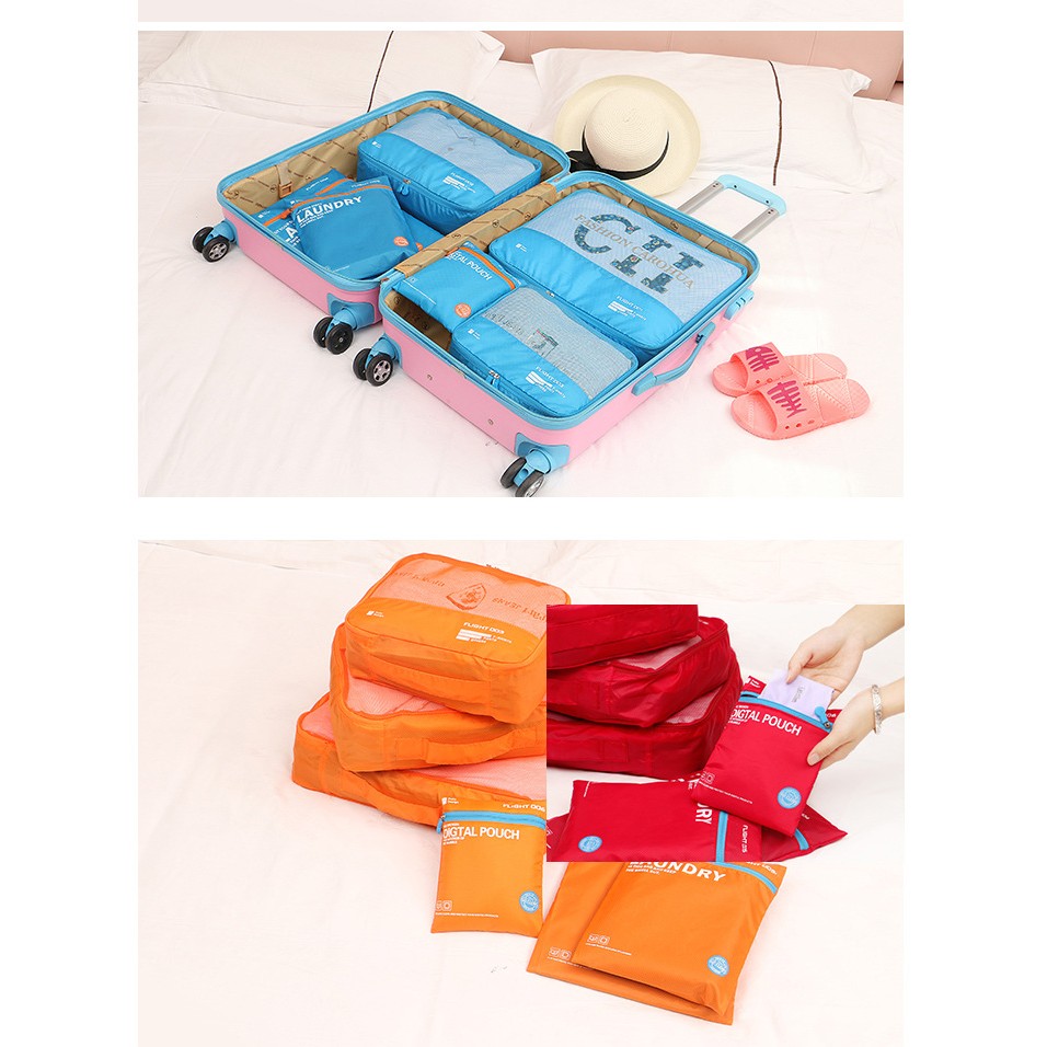 ☆Dreamshop☆ 多件組 行李分類袋 韓國新款旅行收納袋行李箱整理袋衣物衣服內衣旅行六件套 六件組 衣物分裝袋