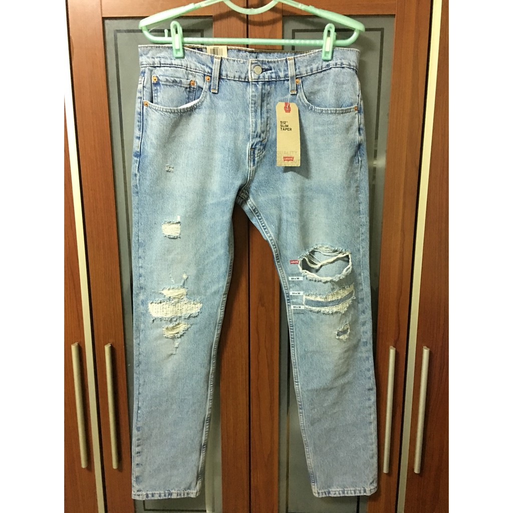 Levis 512 slim taper LEVI'S 上寬下窄 破膝 牛仔長褲 牛仔褲 0283淺藍大破壞 511