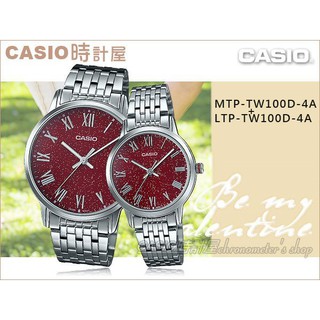 CASIO 時計屋 卡西歐 手錶專賣店 MTP-TW100D-4A + LTP-TW100D-4A 情侶對錶 不鏽鋼錶帶