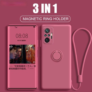 Redmi Note 10s Note 10 4G Redmi 10C 4G 手機殼帶指環支架磁性液體矽膠手機殼軟蓋外殼