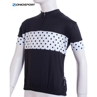 【路達自行車衣百貨】 ohiosport 兒童 圖花03白黑點短自行車衣 580271303