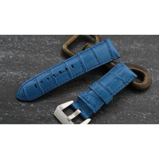 24mm收22mm沛納海的新衣banda海軍藍色高質感可替代panerai原廠錶帶之鱷魚皮紋真牛皮錶帶