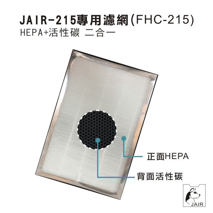 【濾網賣場】適用JAIR-215空氣清淨機 FHC-215 內含HEPA+活性碳 空氣淨化器 負離子 偵測煙霧 現貨