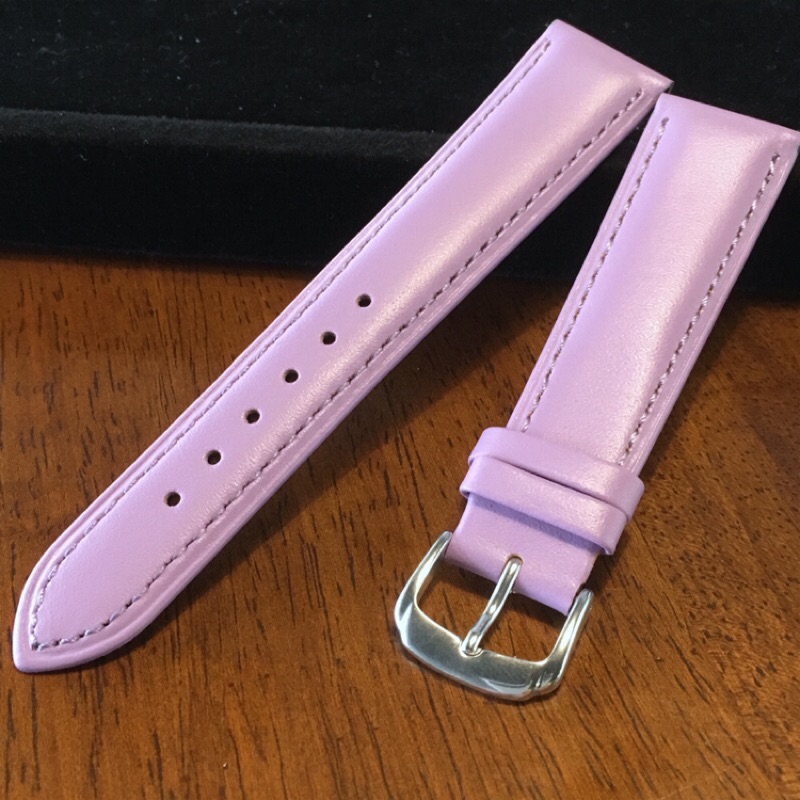 錶帶屋 LIMA 義大利高級柔軟細緻小羊皮素面淺紫色粉紫色真皮錶帶20mm 18mm