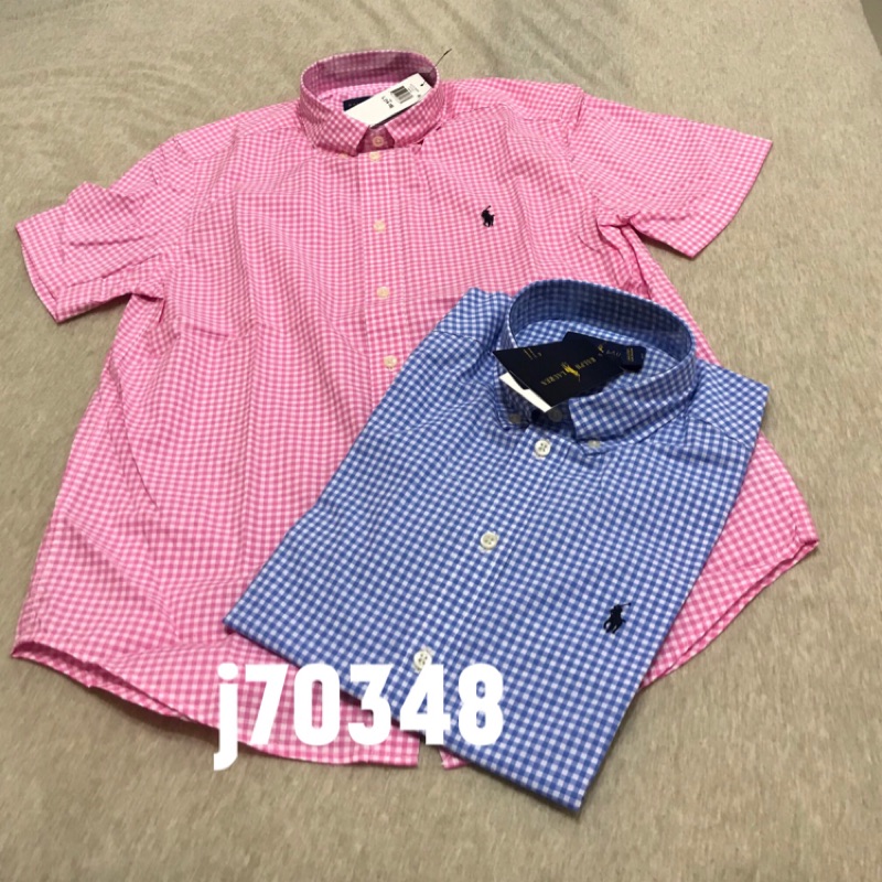 ✖️零碼出清✖️全新 Ralph Lauren 短袖 襯衫 粉紅 藍白格子 小馬  polo 青少年M/L/XL