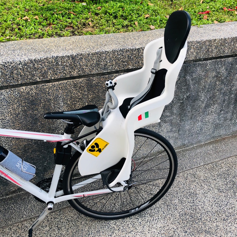 二手出清 自行車腳踏車專用兒童座椅後座兒童椅含頭靠安全帶白色 蝦皮購物