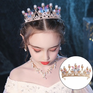 Whi Princess Crown 水晶珍珠頭帶時尚派對髮飾