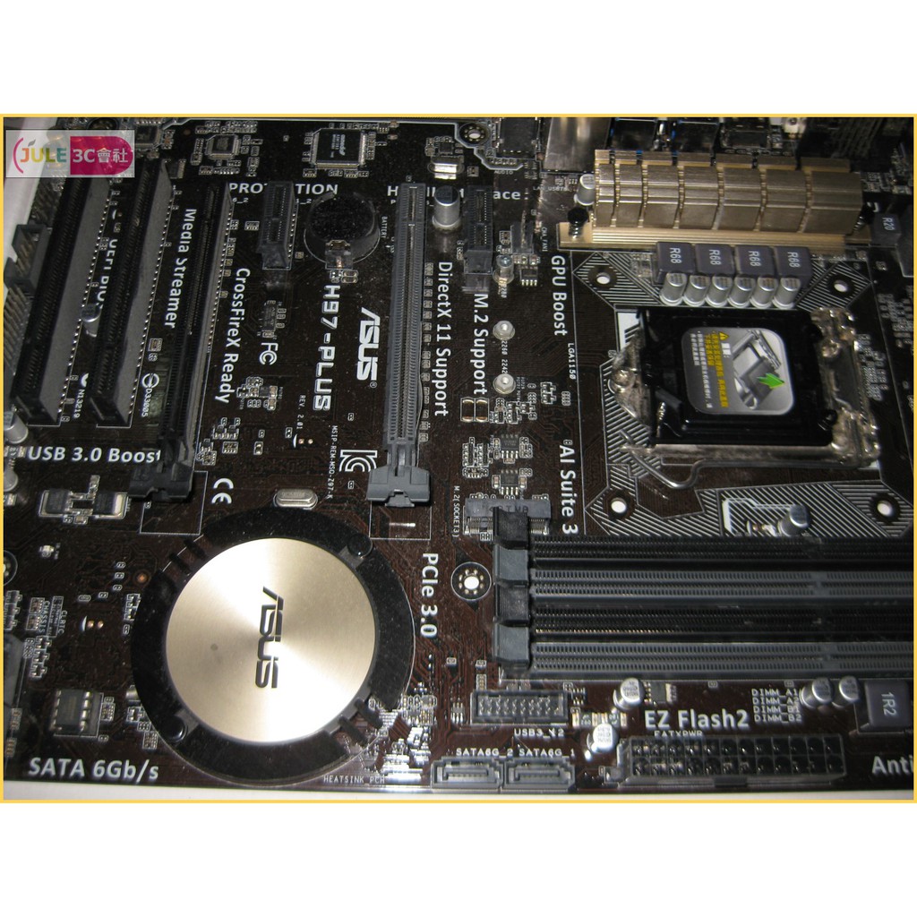 JULE 3C會社-華碩ASUS H97-PLUS H97/DDR3/5X 全方位防護/良品/M.2/MATX 主機板