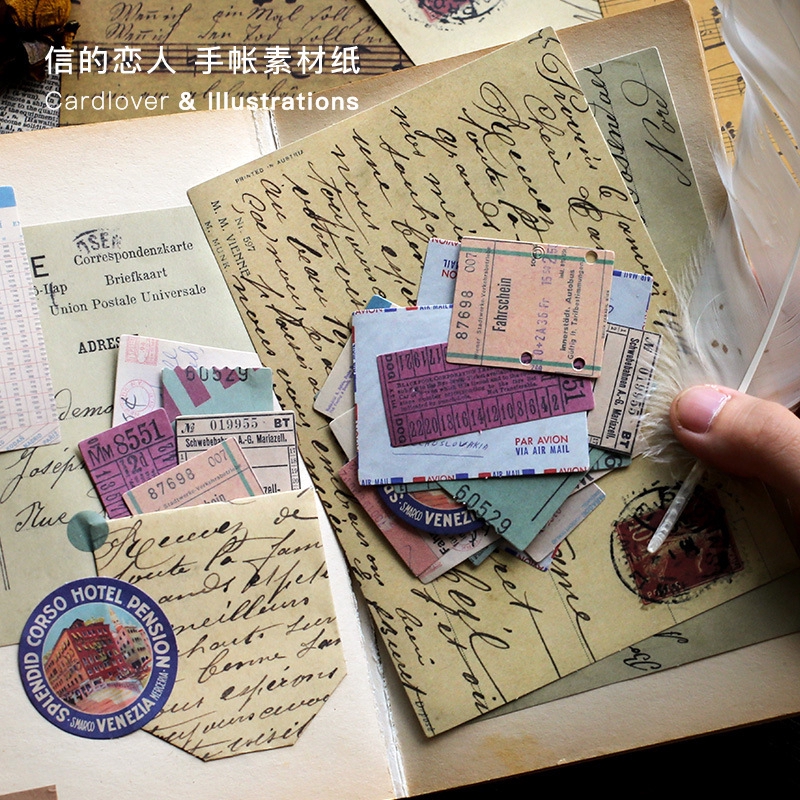 文字閣手帳研究室手帳素材包文藝復興系列牛皮紙復古票據手帳diy拼貼素材紙 蝦皮購物