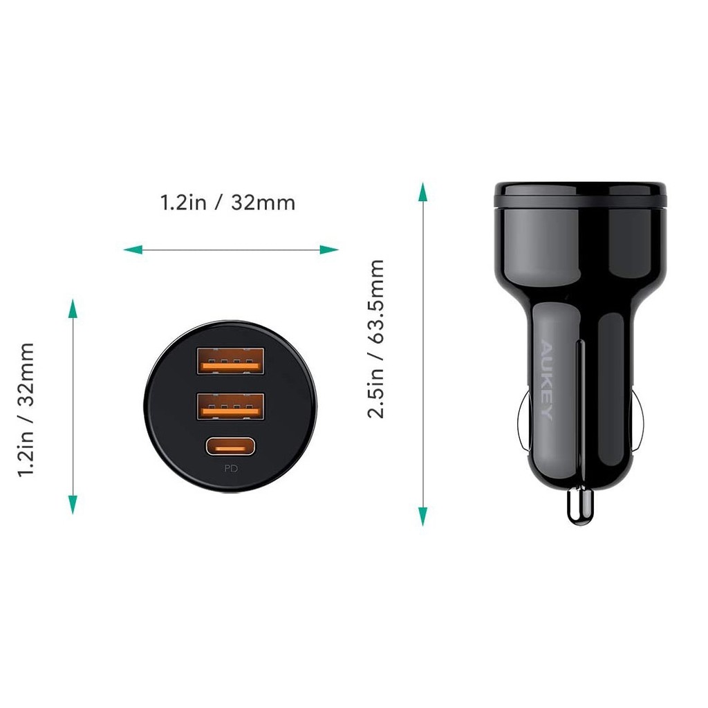 原廠公司貨 Aukey Cc Y16 36w 雙qc3 0 Pd車用快速充電器pd快充 車充頭 安規認證usb車充頭 蝦皮購物