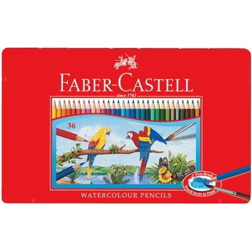 Faber-Castell  輝柏水性/油性色鉛筆紅色精緻鐵盒裝36色組115937/115846