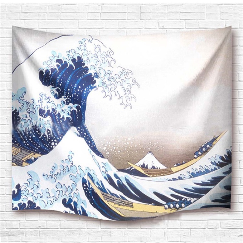 現貨熱銷 神奈川冲浪里浮世绘日式挂毯北歐挂布牆壁裝飾毯挂毯牆面布桌布背景布隔斷挂簾拍照道具房間裝飾 蝦皮購物