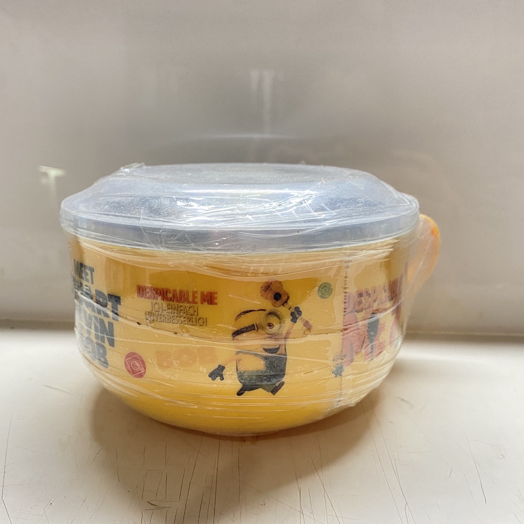 小小兵泡麵碗 有手把耳朵泡麵碗 附贈專屬湯匙 可當保鮮盒或便當盒