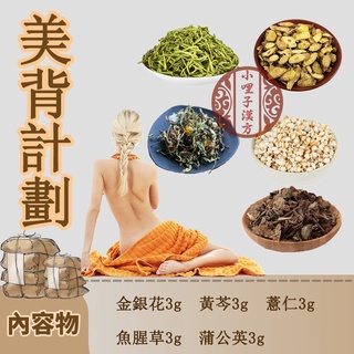 美背計劃 消背部痘痘 修背茶 小哩子漢方 金銀花3g 黃芩3g 蒲公英3g 薏仁3g 魚腥草3g