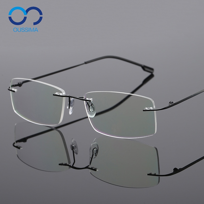 OUSSIMA歐斯邁763近視眼鏡眼鏡架眼鏡框男女同款無框眼鏡鈦合金記憶超輕商務