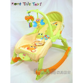 米米的窩 玩具租賃 Fisher-Price 費雪 可攜式兩用安撫躺椅 青蛙版 可攜式安撫搖椅 [玩具出租]