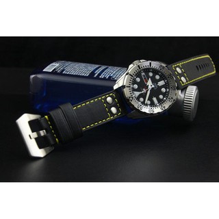 20mm 22mm 24mm直身黑色真皮錶帶Hamilton的新衣,banda軍錶飛行風格鉚釘seiko IWC 黃