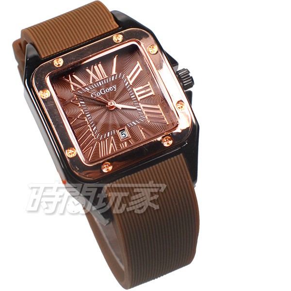 GoGoey 羅馬時尚 GC123-3 細膩紋路面盤 日期顯示窗 時刻女錶 中性錶 學生錶 防水手錶 橡膠錶帶【時間玩家