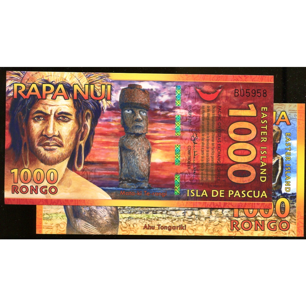 Easter Island（復活島塑膠鈔），P-NEW，1000-Rongo，2011，品相全新UNC