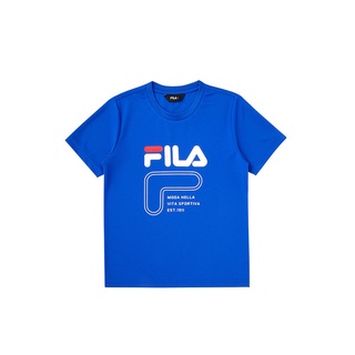 FILA KIDS 2022 春夏新品 吸排上衣 短袖 寶藍 吸濕排汗 運動 休閒 童裝