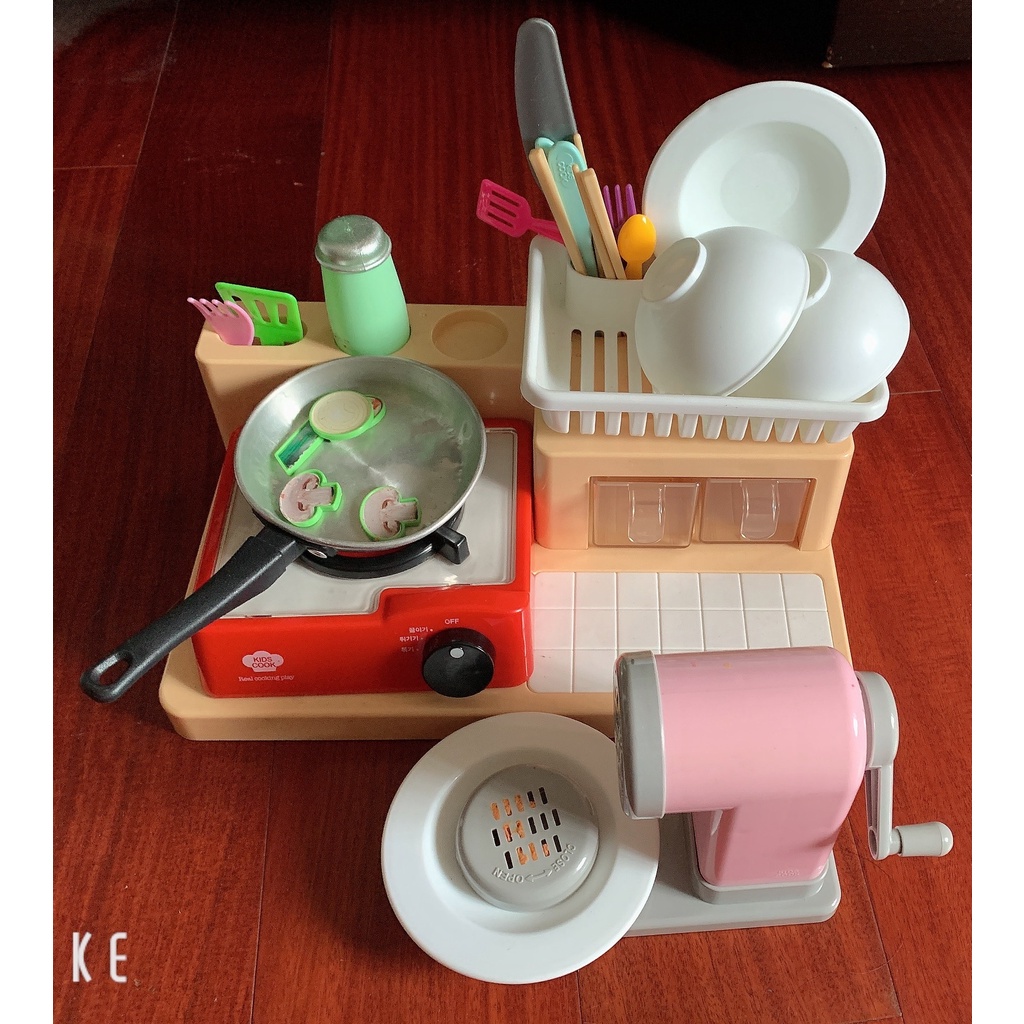 二手韓國《Kids Cook》黏土工具組-水餃烹飪組+義式小廚房+培樂多工具（無黏土,含收納箱)-含運
