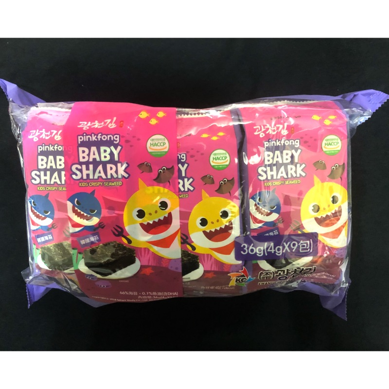 「現貨」韓國 pinkfong baby shark 碰碰狐海苔 4gx9包入 韓國海苔 廣川海苔