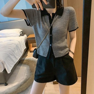 ⭐️⭐️台灣現貨⭐️⭐️夏季套裝女時尚韓版收腰顯瘦襯衫Polo領上衣