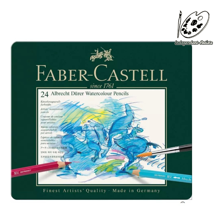 德國輝柏FABER-CASTELL 藝術家級綠色鐵盒裝水性色鉛筆組24色／117524