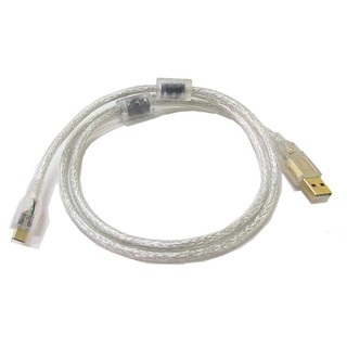 【EZstick】5P 透明 MICRO USB 雙磁環鍍金接頭數據高速連接線 USB2.0 (1米)