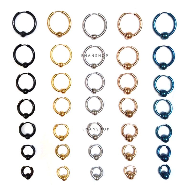 鈦鋼圓珠圈圈耳環 男女可戴 圓圈耳環 抗過敏 不生鏽 惡南宅急店【0291D】