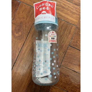 ✨全新✨【NUK】寬口徑彩色玻璃奶瓶240ml-附1號中圓洞矽膠奶嘴