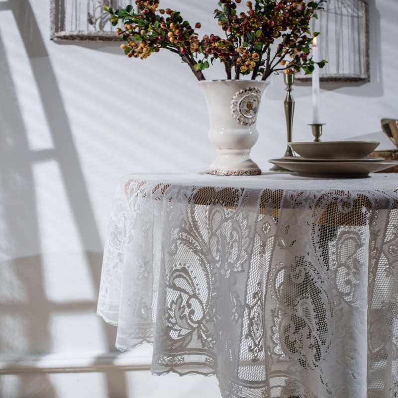 白色 蕾絲 150公分 圓形 婚禮 佈置 桌布 桌巾 鄉村風 復古 攝影 道具 ig風 ins 茶几 圓桌 圓桌布 雜貨