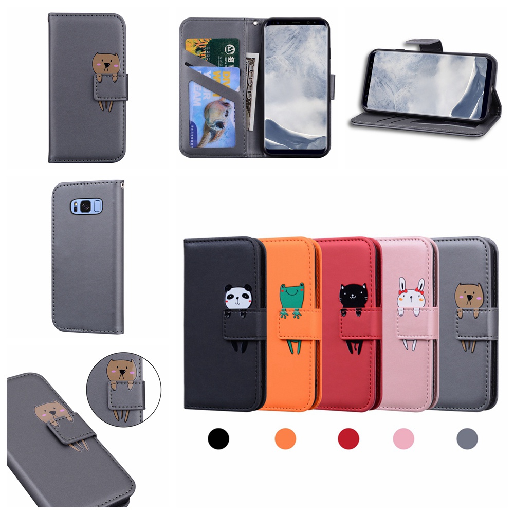 卡通動物 翻蓋皮套 三星 Galaxy S8 Plus 錢包款手機殼 三星S8 掀蓋保護殼 磁扣 支架
