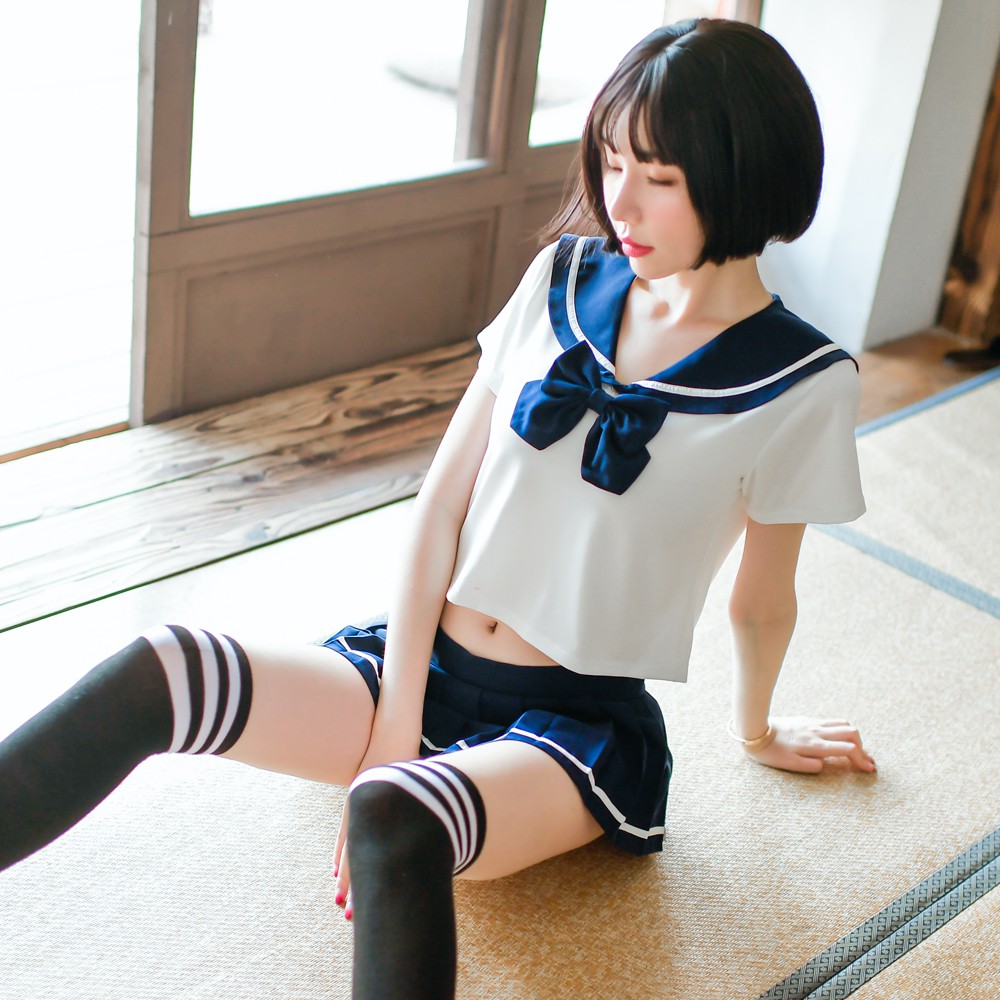 流行e線A7279 水手服 性感學生服 短袖上衣迷你裙水手制服角色扮演表演服