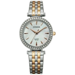 CITIZEN 星辰錶 ER0216-59D 時尚水晶石英腕錶/白蝶貝面 30mm
