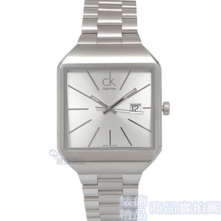 Calvin Klein CK K3L31166手錶 雅痞方形銀面鋼帶日期 男錶 【澄緻精品】