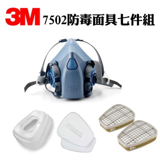 3M 7502防毒面具 + 3M 6006濾罐 + 5N11濾棉+ 3M 501濾蓋 七件組 免運 可換面罩