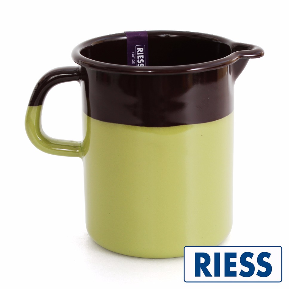 【Riess】奧地利手工拼色1/2L琺瑯量杯(開心果巧克力)《泡泡生活》