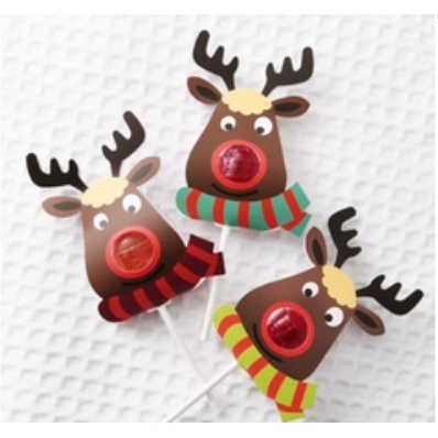 +豬寶寶+麋鹿棒棒糖裝飾紙卡 麋鹿卡片 DIY對折裝飾卡片 聖誕節分享糖果.幼稚園糖果.小朋友生日禮物