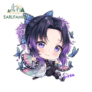 EARLFAMILY 13cm x 11.9cm 適用於惡魔殺手 Kochou Shinobu 汽車貼紙防水乙烯基汽車包