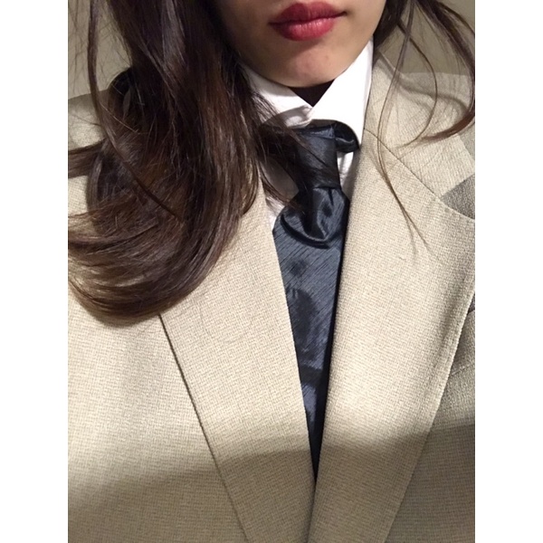 二手-VALENTINO COUPEAU necktie 手工 鐵黑色 細條紋 領帶 9 寬版 結婚 商務 伴郎范倫鐵諾