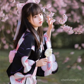 cospaly 日本 和服 傳統服飾  神明少女和服 改良中國風日式正裝傳統櫻花學生日系寫真拍照連衣裙