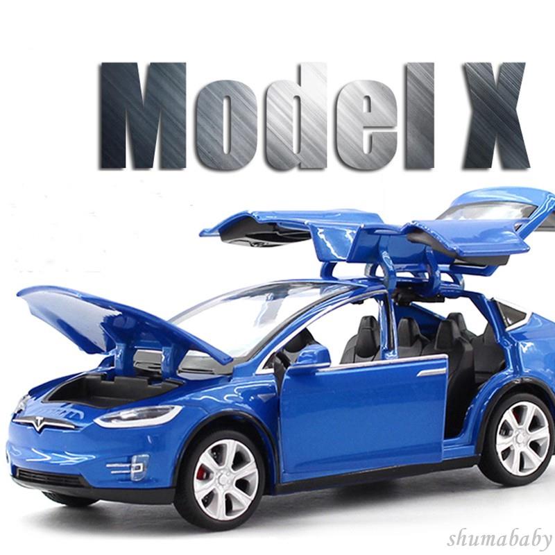 🌈1:32特斯拉MODEL X汽車模型合金車模型仿真聲光迴力車兒童玩具車 禮物 模型 汽車