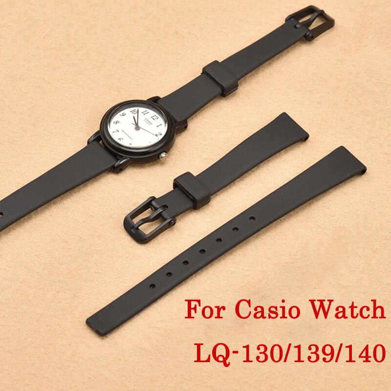 12mm 矽膠手錶手鍊適用於卡西歐 LQ-139/130/140 橡膠錶帶 12mm 超薄女士柔軟透氣替換